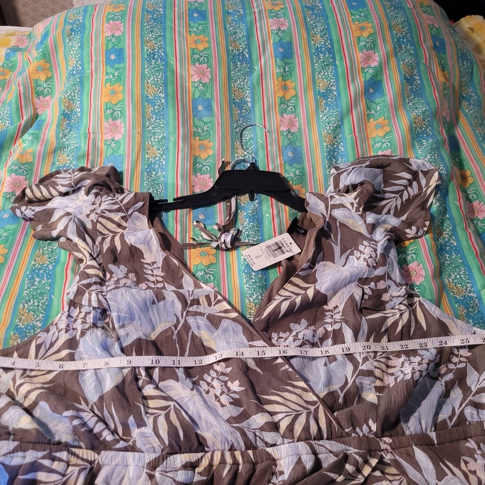 Torrid Brown and Blue Floral Jumpsuit - Picture 7 of 16